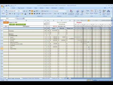 Construction Cost to complete using Excel