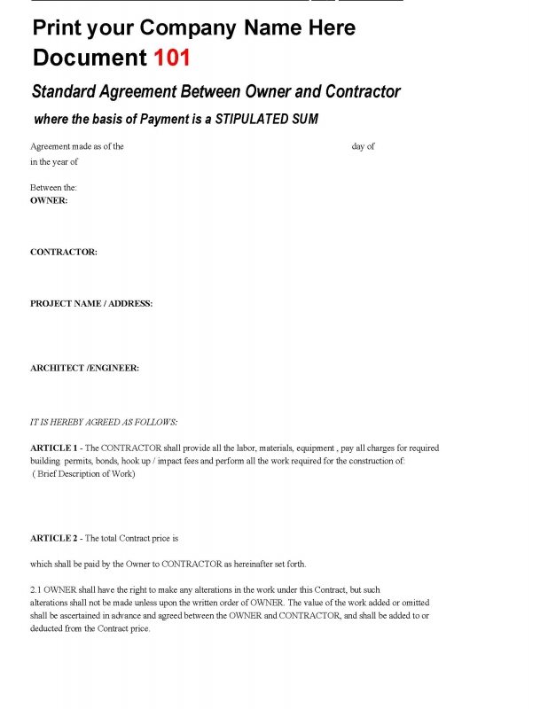 Construction Contractor - Contracts and Forms - Image 2