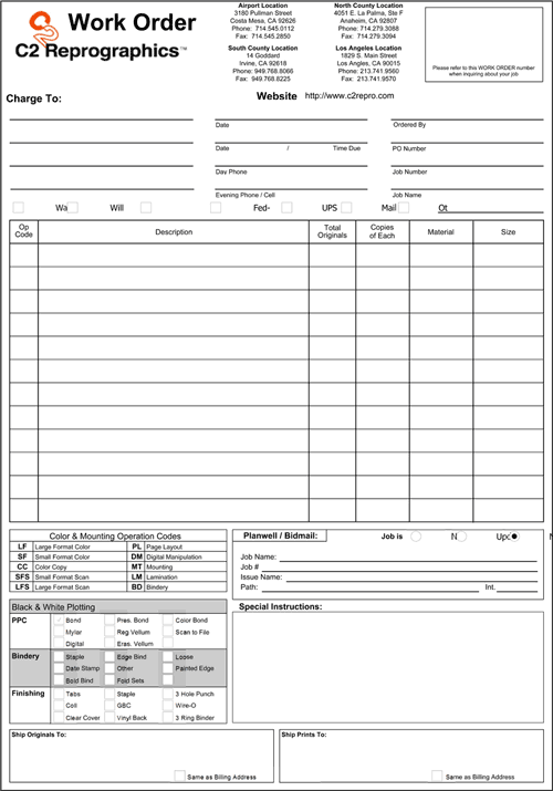 construction work order template