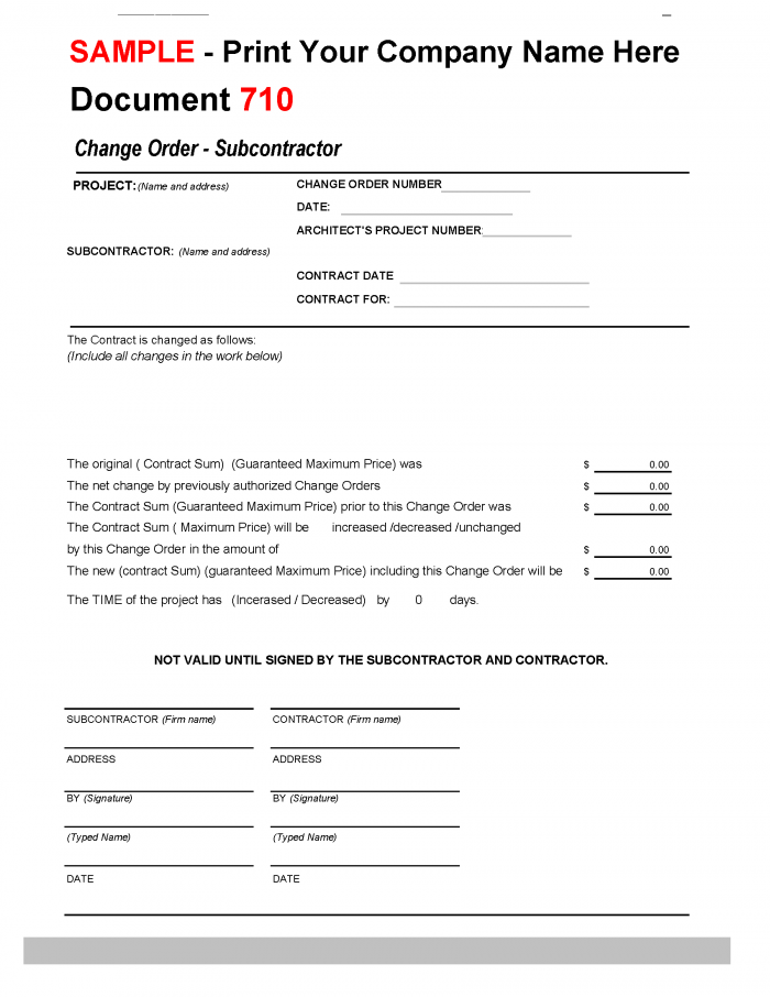 Change Order to SubcontractorConstruction Office Online