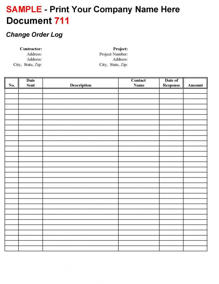 Change Order Log