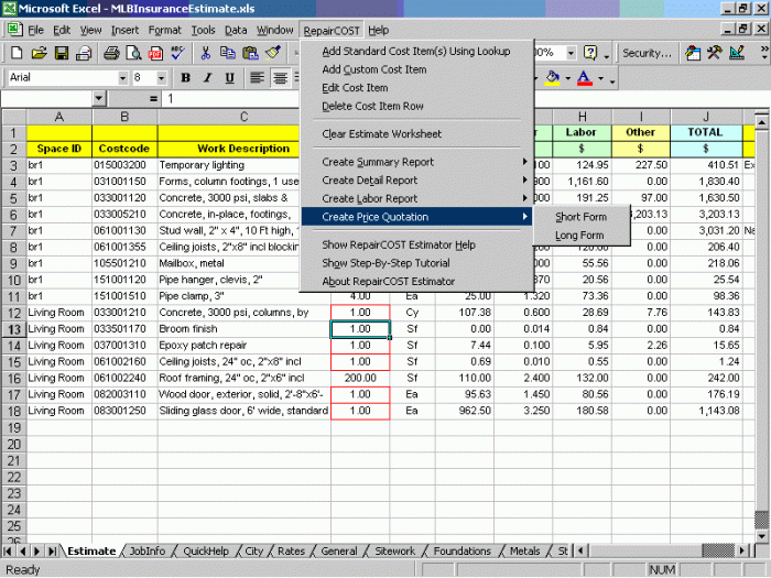 RepairCOST Estimator for Excel - Image 7
