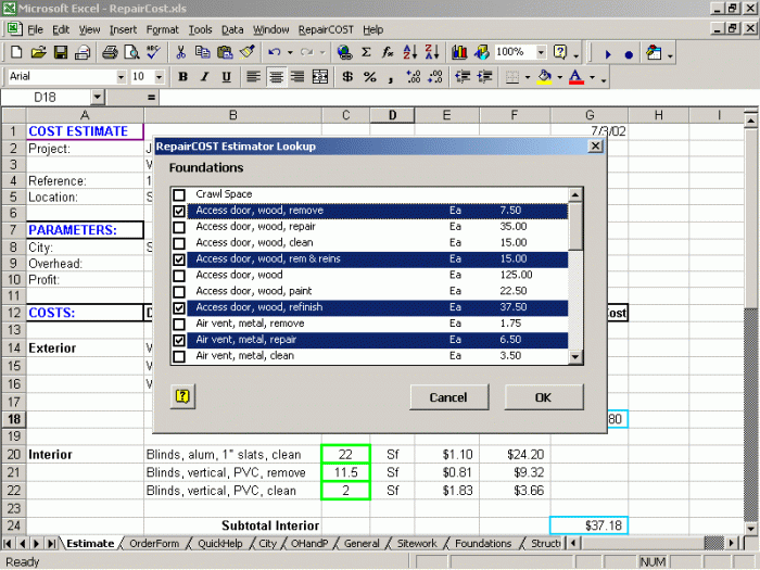 RepairCOST Estimator for Excel - Image 4