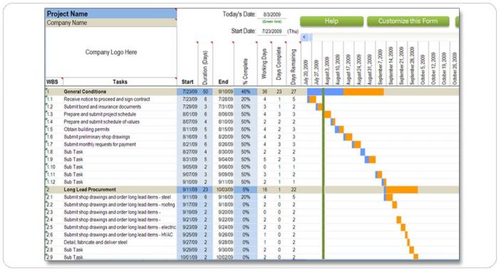 Weekly Residential Construction Schedule with Excel